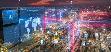 view of Industrial port with AI technology