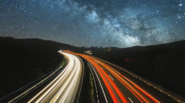 car lights on a road at night