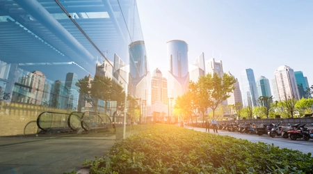 Smart city sunset view