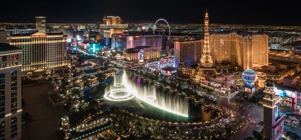 Aerial Las Vegas Strip at Night