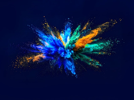 blue orange and green dust cloud