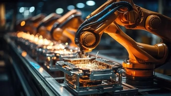 In the industrial, using a robot arm