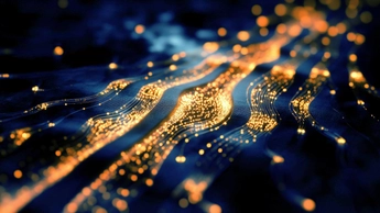glittering gold swirls on blue background