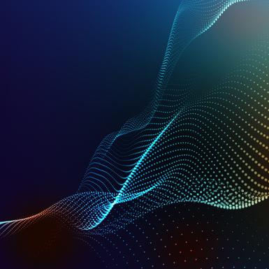 colorful dots swirling on blue background