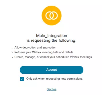 Requesting Permission Mule Integration 