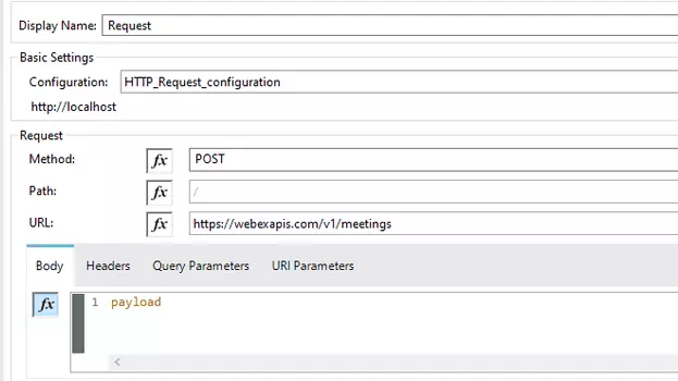 Create a meeting for set a method as post