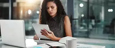 Woman working on laptop