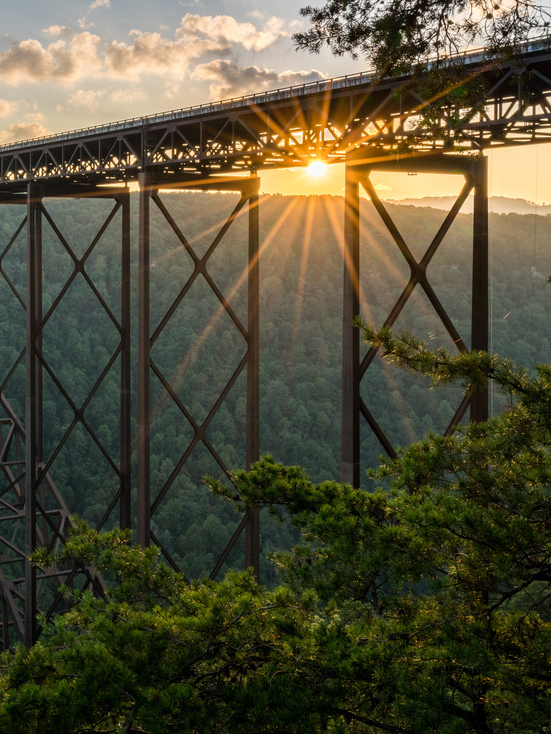 Sunset at the New River Gorge Bridge in West Virginia