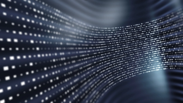 Dark background depicting big data flowing in virtual space