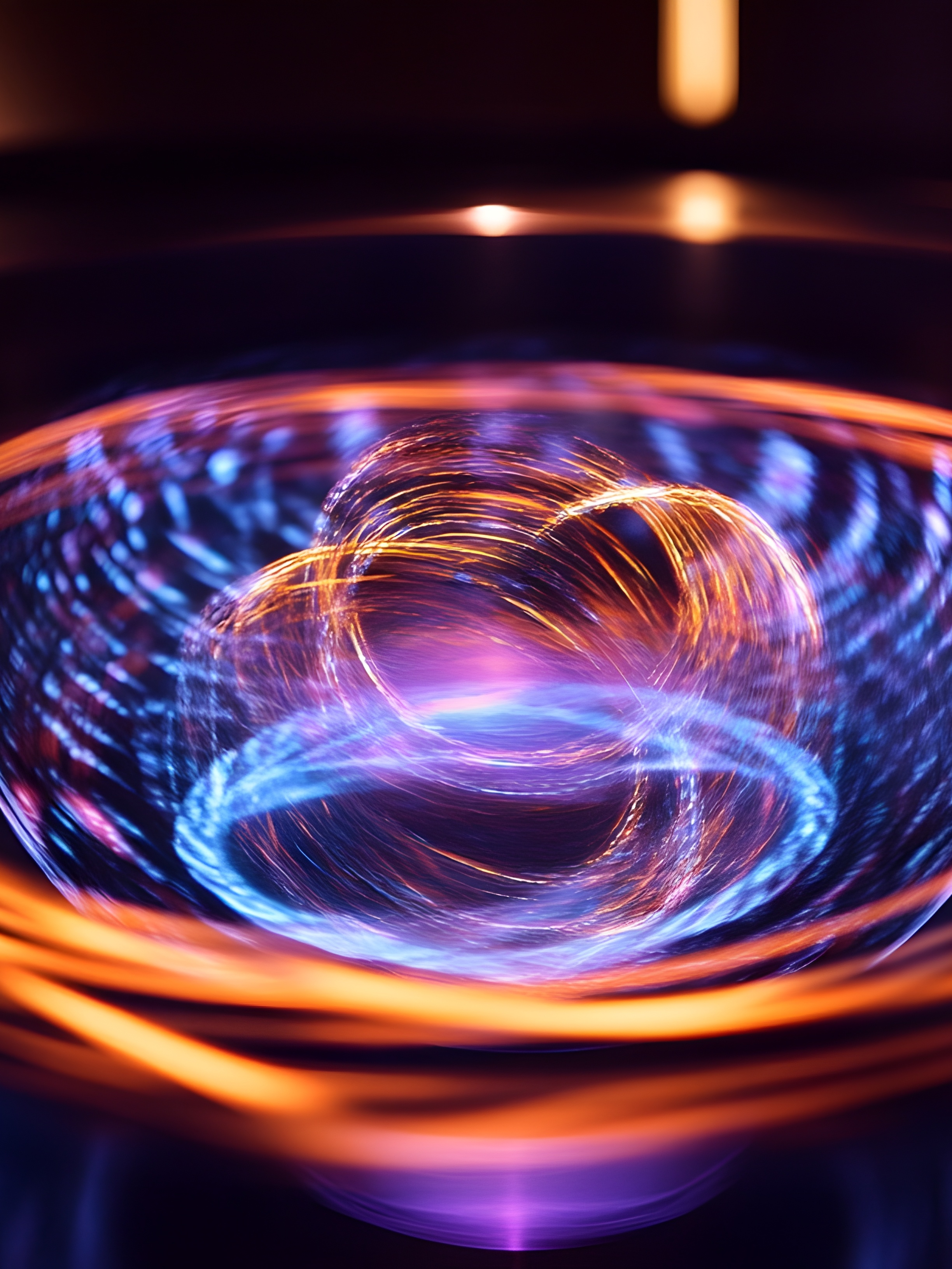 Holographic visualization depicting the conservation of angular momentum in a rotating system a scientific concept expressed through digital rendering and abstract imagery 