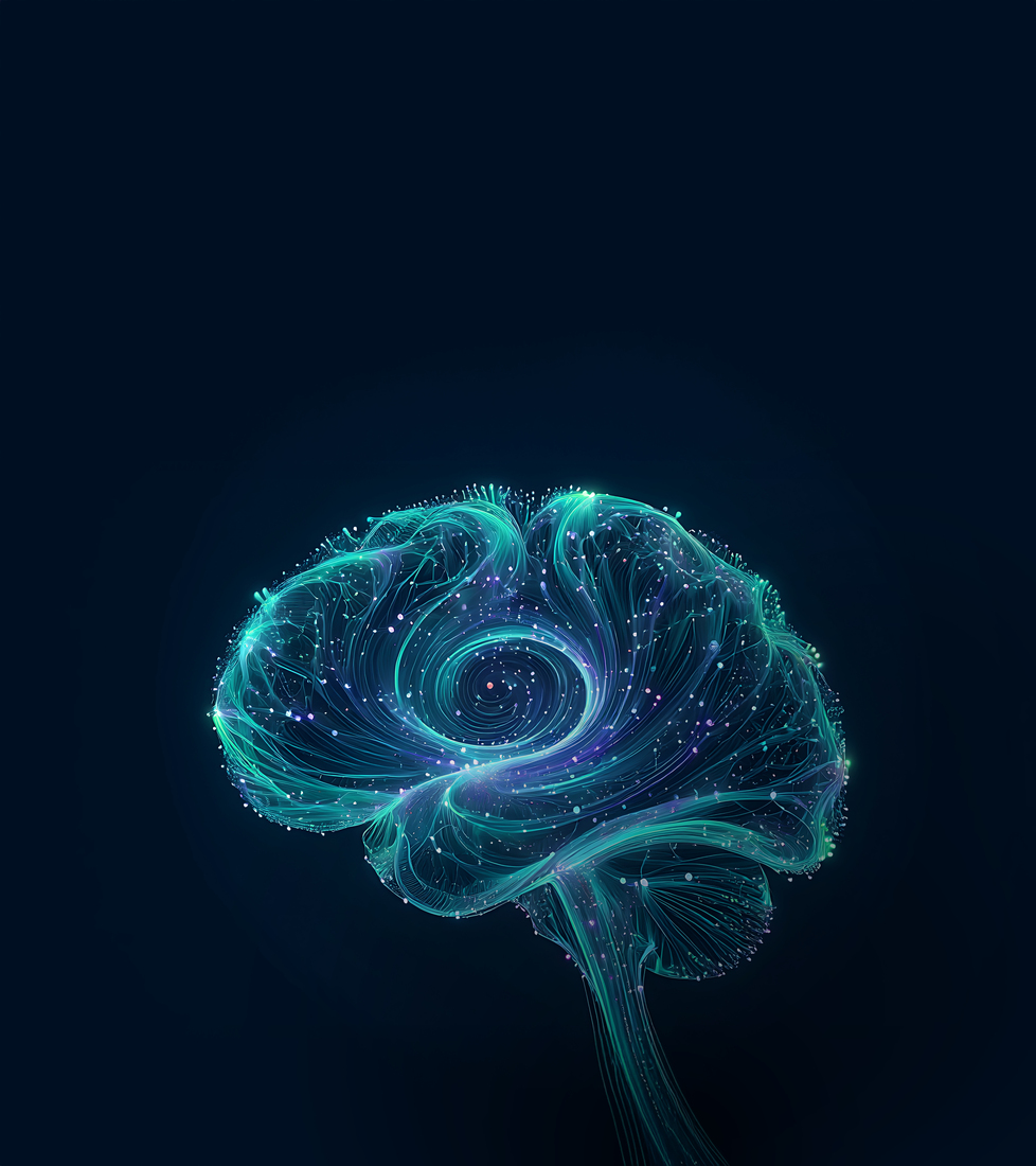 Photo of an abstract digital brain with neural network for artificial intelligence