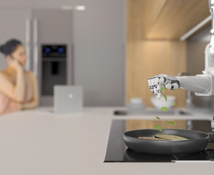 Women is working and ai is making food for her