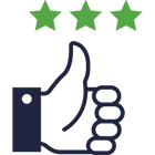 thumbs up with 3 stars