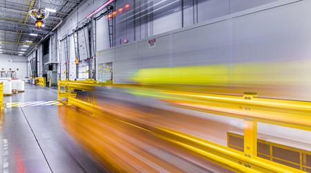 Futuristic Industrial Warehouse Fork Lift as Abstract